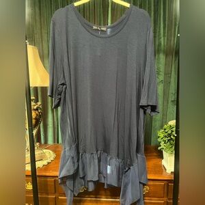 Kim & Cami Dark Blue Ruffle Hem Top